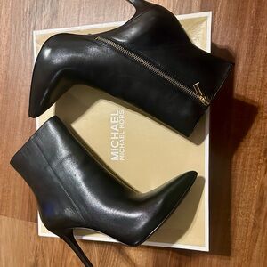 Michael Kors Black Heeled Boots with Gold Zipper